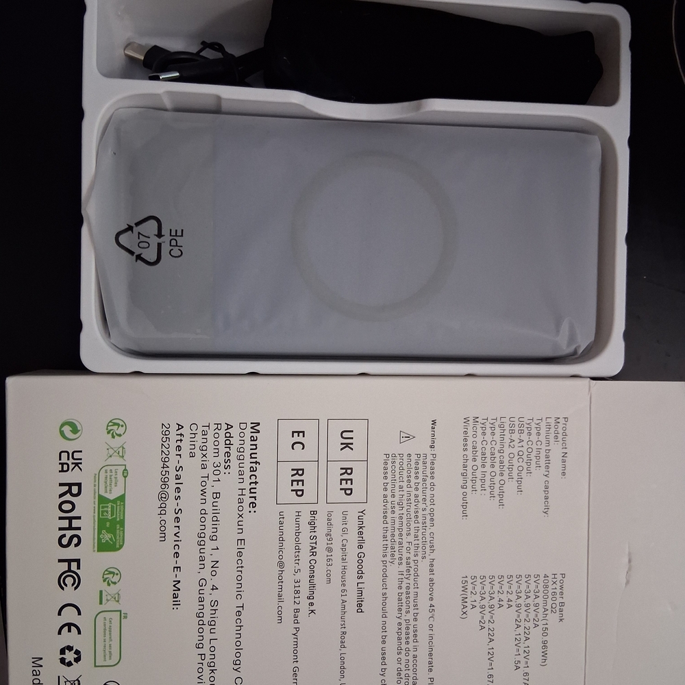 White Wireless Charger with Black Cable